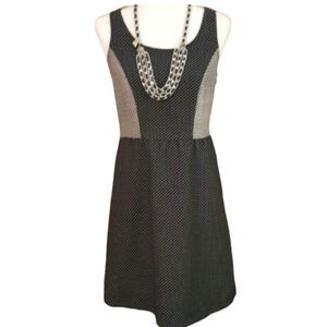 Vintage Limited Black and White Dot‎  Check Knee Length Dress